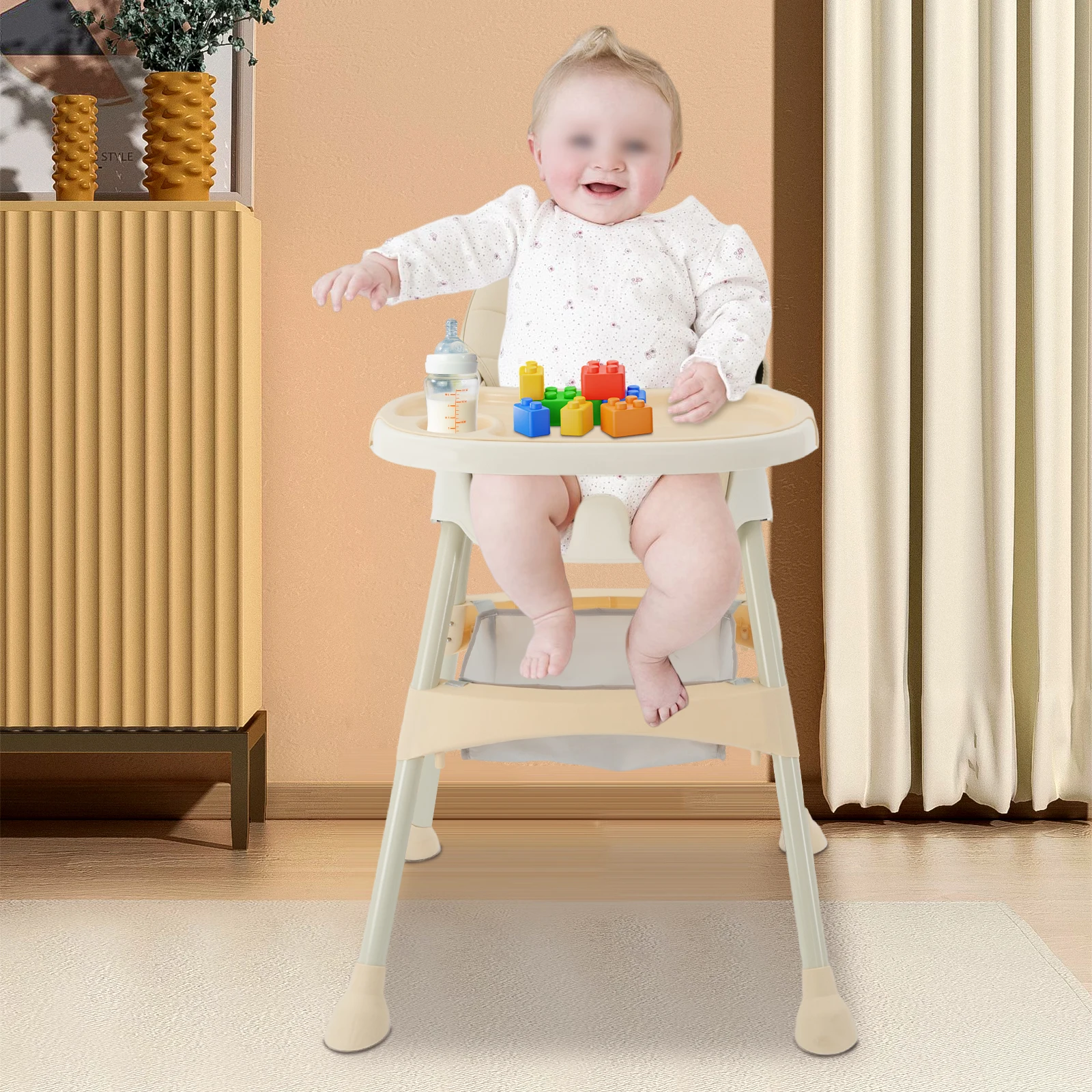 Chaise Haute Pliable et Réglable pour Bébé et Enfant, Chaise de Salle à Manger