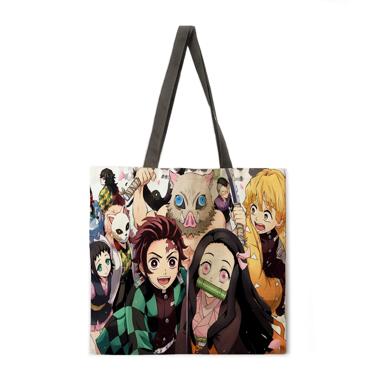 

Cartoon Anime Linen Bag Handbag Lightweight Shoulder Bag Large Capacity Eco-friendly Shopping Bag Tote Bag