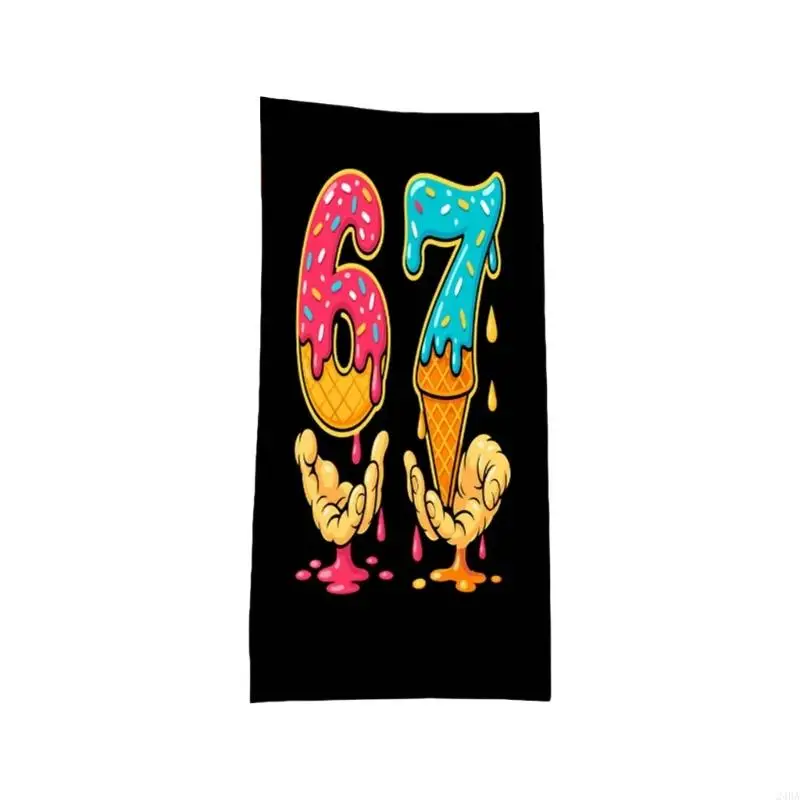  Fade Resistant Cartoon Beach Towel 67 Number Print Quick Dry Microfiber Fabric Blanket for Beach Pool Yoga Camping Use