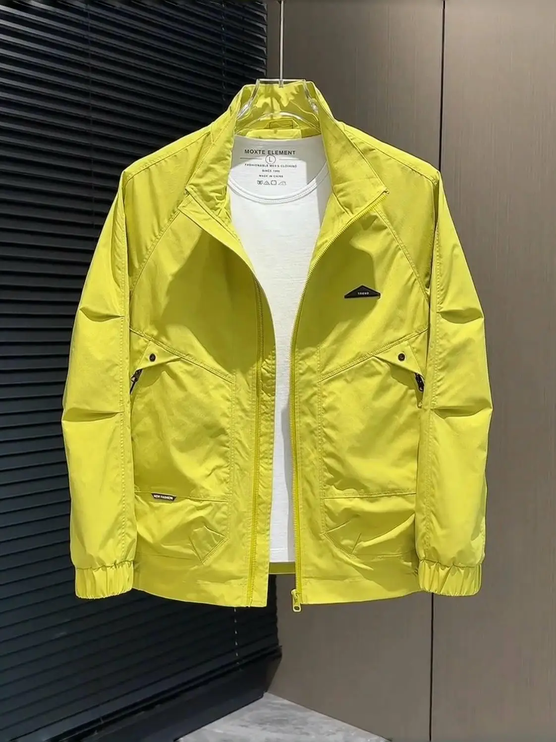 

Faionable Pure Color American Sle Youth Spring Autumn Stand Collar Jaet Men's Trendy High-End Versatile Haome