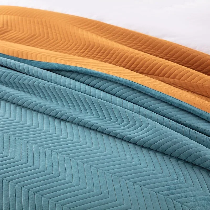 Colcha Dupla Face Splicing, moderna tampa da cama, cobertor de linho acolchoado, lençol colcha, lençóis xadrez, colchas high-end