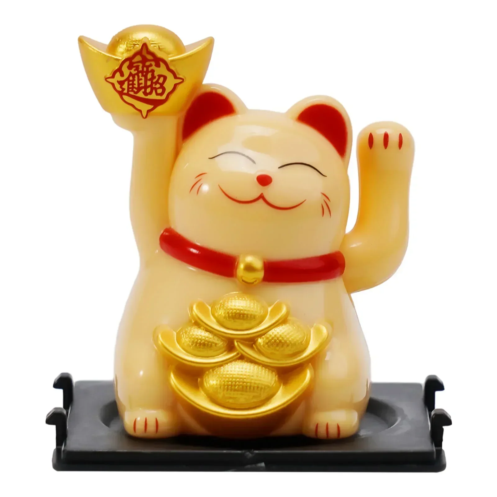 2Inch Solar Powered Trumpet Beckoning Cat Maneki Neko Welcoming Fortune Cat Lucky For Home Car Hotel Restaurant Decor Crafts