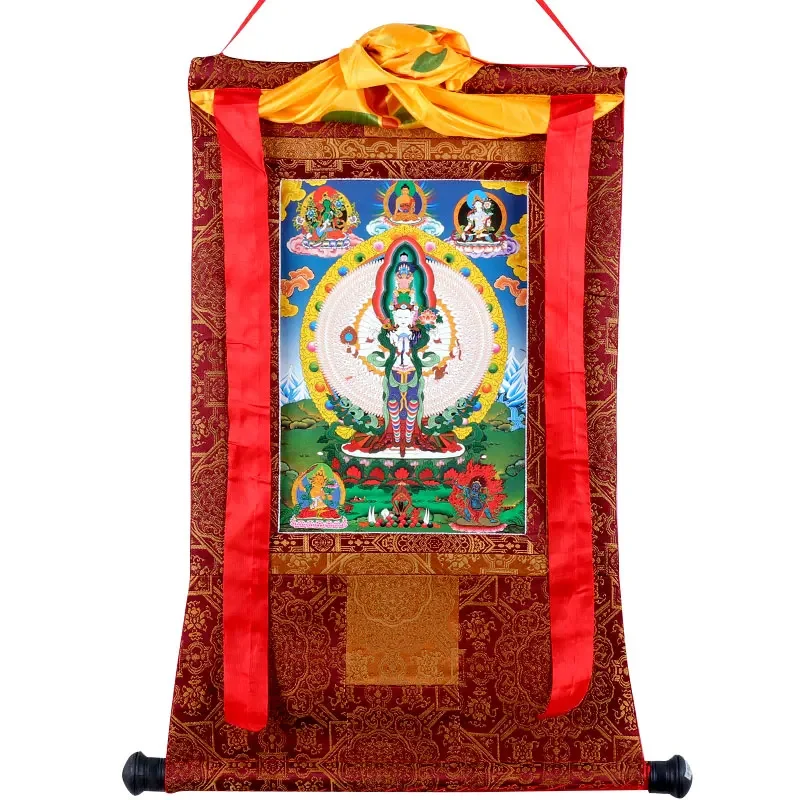 Tibetan Thangka Painting Avalokitesvara Hand-Mounted Framed Buddhism Tantra Buddha Statue Bodhisattva