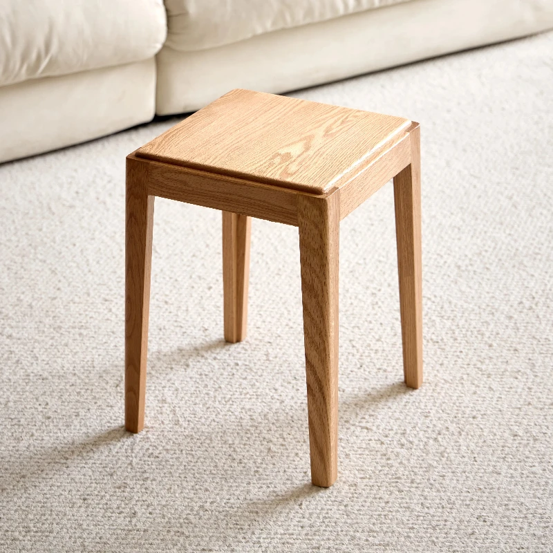 Stackable Square Stools Modern Minimalist Vanity Seat for Bedroom Rustic Natural Log Bench for Living Room Creative Guest Chair
