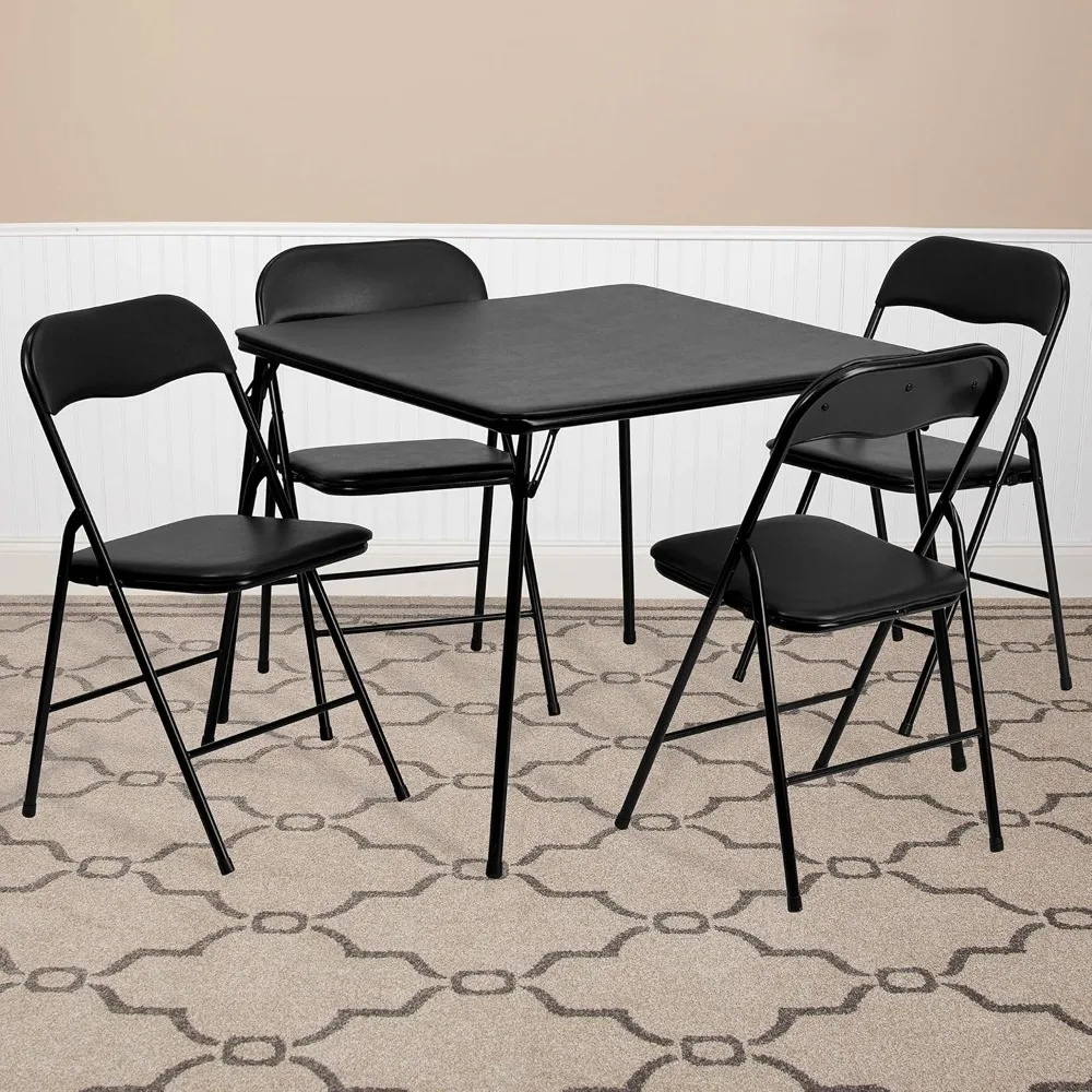 

Five-piece Multi-functional Folding Card Table and Chair Set, with Padded Tabletop, Portable Square Shape, Customizable