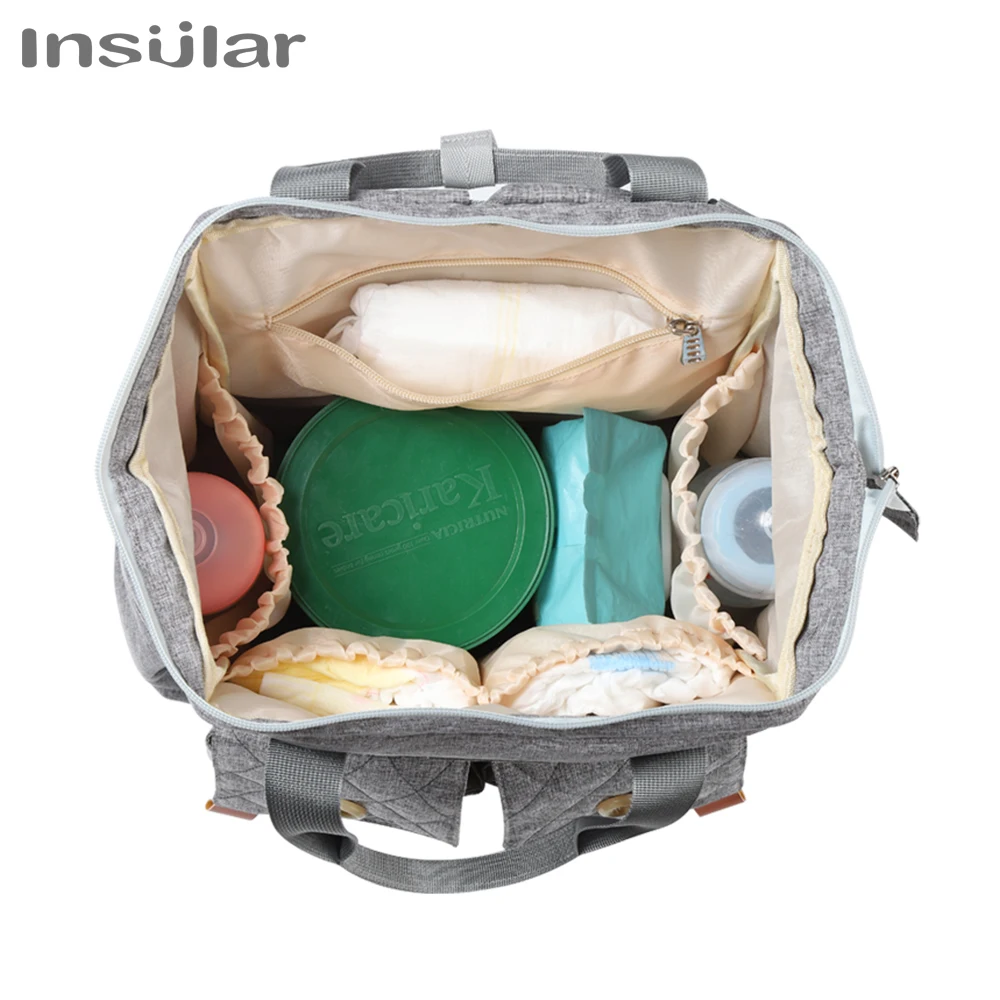 Insular Diaper Bag Backpack For Mom Large Capacity Stroller Organizer Mommy Maternity Travel Bag Fashion Nappy Changing Baby Bag