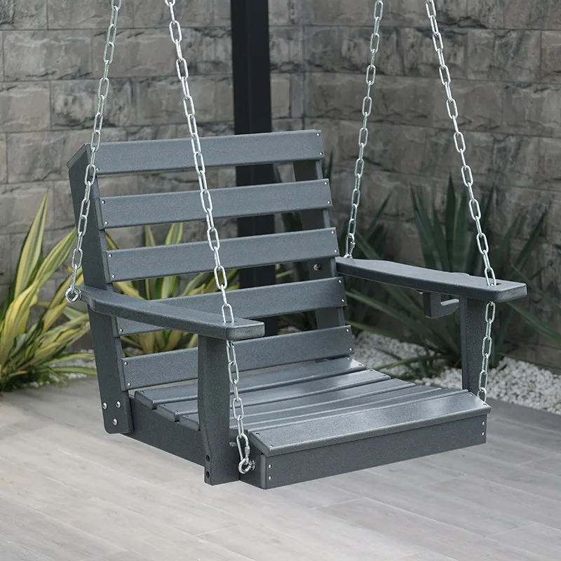 Outdoor Double Hanging Swing Chair, Plastic Wood Rocking Seat for Home Courtyard Balcony Garden Villa Leisure Use