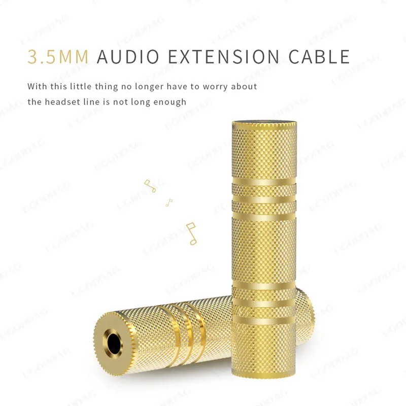 3.5 mm  Audio Adapter Female to Female Gold plated 3.5mm Audio Extension Cable for Phone Earphone Sound Headset