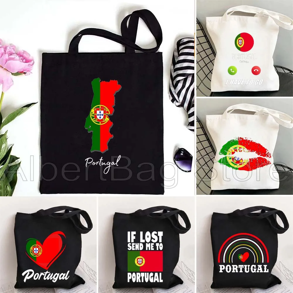 

Lisbon Portugal Map Flag Portugese Girl Men Women Canvas Shoulder Tote Bag Harajuku Shopper Reusable Cotton Shopping Handbag