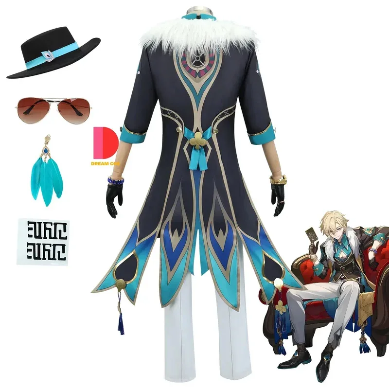 Sky03 Honkai ستار السكك الحديدية افينتورين تأثيري حلي كرنفال موحدة شعر مستعار أنيمي هالوين ازياء الرجال لعبة شخصية الزي S55Hu%