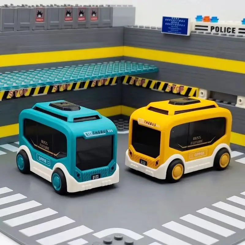 Mini autobús inercial Future para niños, modelo de coche escolar, estación de gasolina, vehículo deslizante, juguete de simulación, regalo de Navidad