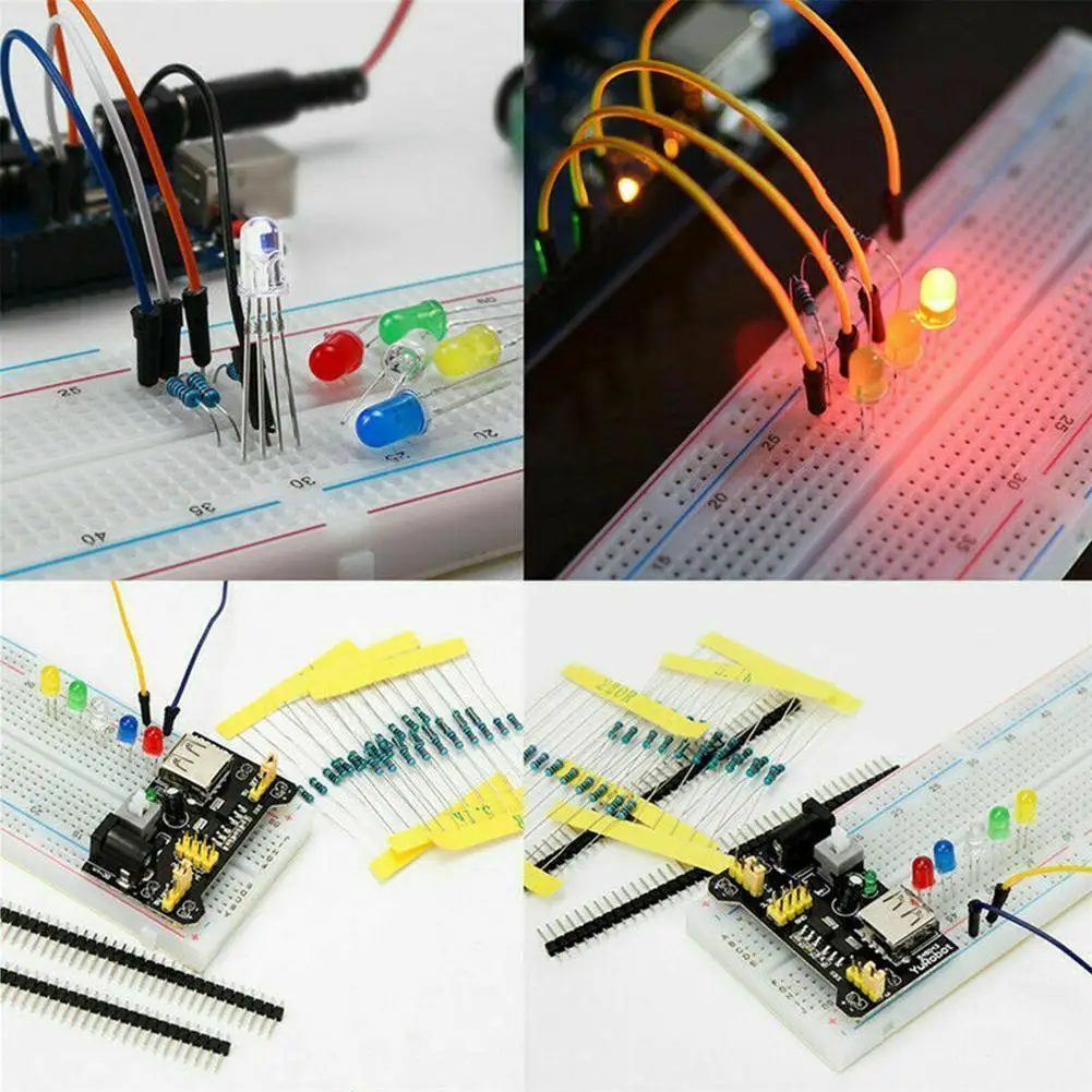 Imagem -04 - Componente Eletrônico Starter Kit para Arduino 830 Breadboard Cabo Resistor Ecoflow Flipper Zero Tools 1set