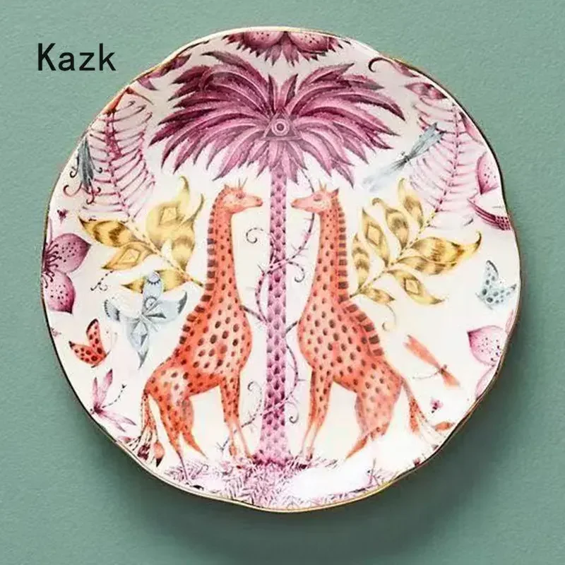 American Jungle Style Ceramic Plate Creative Animal Colour Glaze Craft Western Steak Dinner Plates Dessert Dishes Tableware Dish