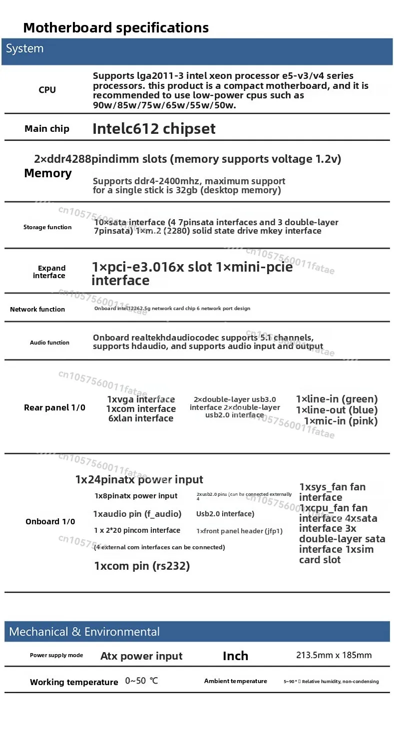 X99 اللوحة الرئيسية 6 شبكة توجيه ناعم ITX تخزين القرص الصلب القابل للتبديل السريع IPC E5 Server C612