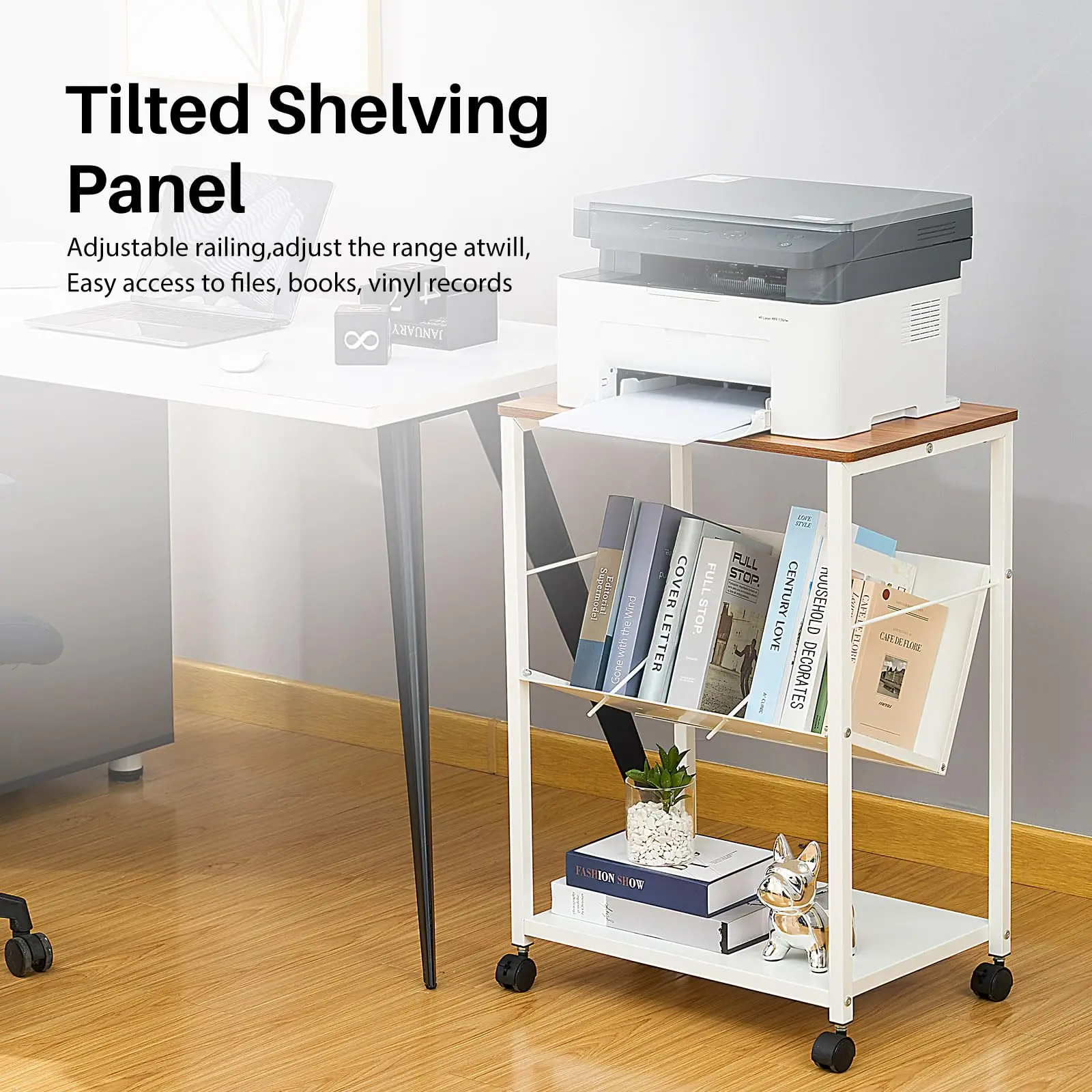 Mobile Printer Stand with Storage Shelf, 20.5