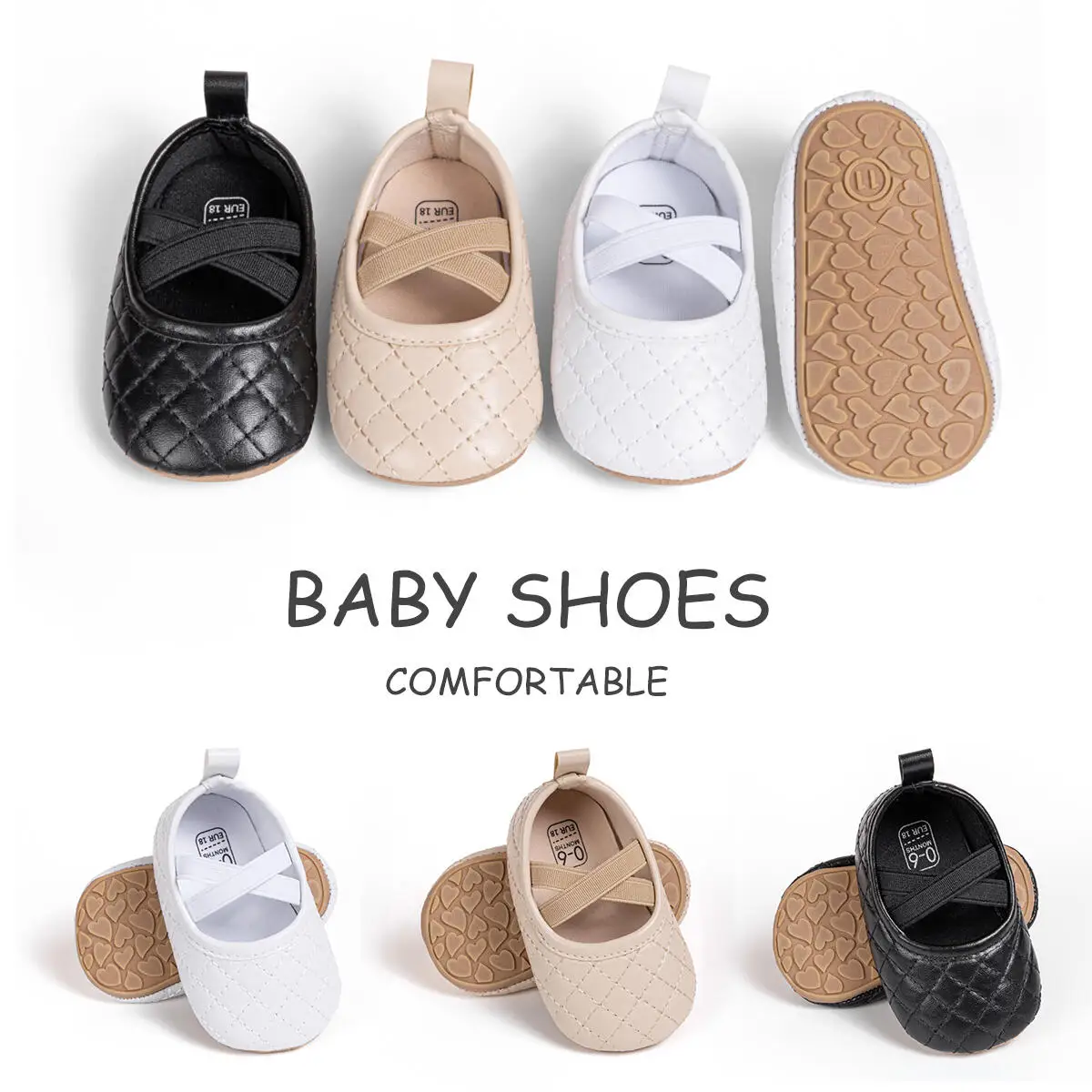 

Повседневная кожаная обувь в шахматном порядке для маленьких девочек, однотонная прогулочная обувь принцессы с перекрестными ремешками, резиновая мягкая нескользящая подошва, От 0 до 18 месяцев