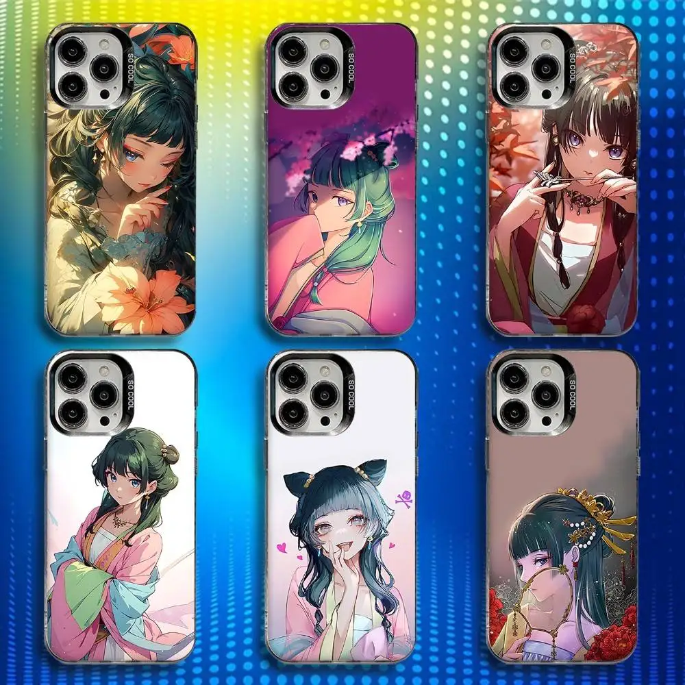 حافظة هاتف A-Apothecary Diarie Maomao لهاتف iPhone 17,16,15,14,13,12,X,8,Pro,Max,Plus,E,SE4,Air,Mini IMD أسود غير لامع