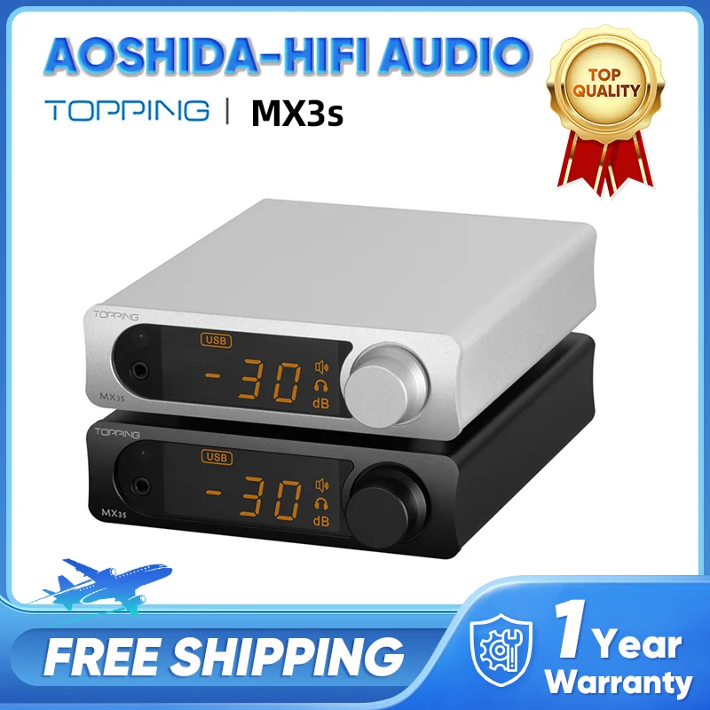 TOPPING MX3s Audio DAC Amp Bluetooth Input 700mW*2 Headphone 3.5mm Class D 62Wx2 Speaker Subwoofer 192kHz 24Bit Power Amplifier