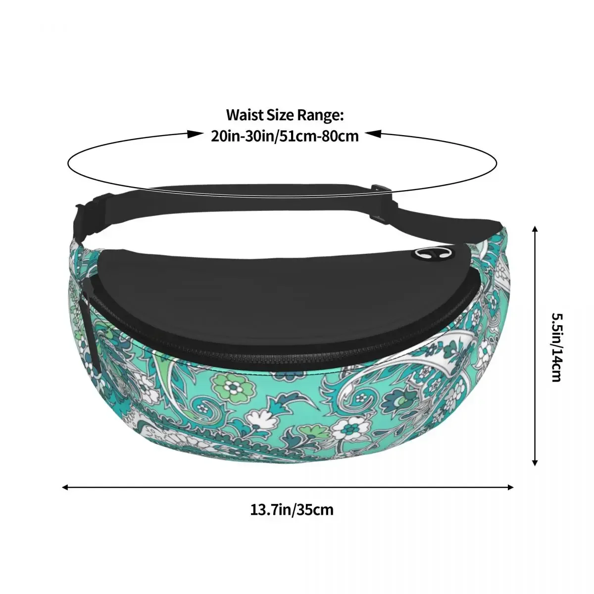 Custom Green Paisley Pattern Fanny Pack for Women Men Fashion Floral Art Crossbody Waist Bag Traveling Phone Money Pouch