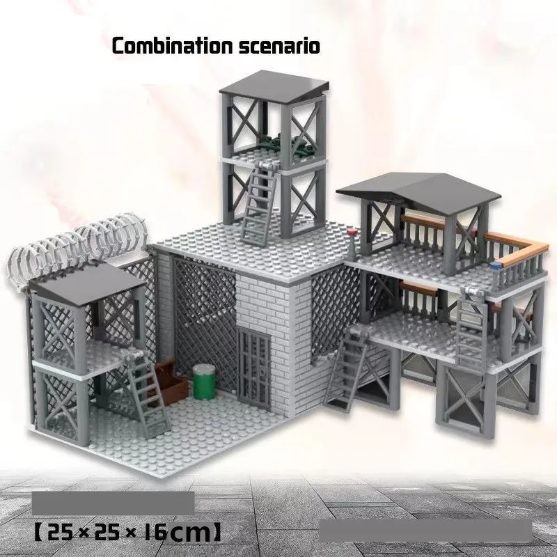 WW2 Building Blocks Compatible Soldier Figures Military Base POW Camp Blocks Weapons Construction MOC Bricks Toys for Boys Gifts