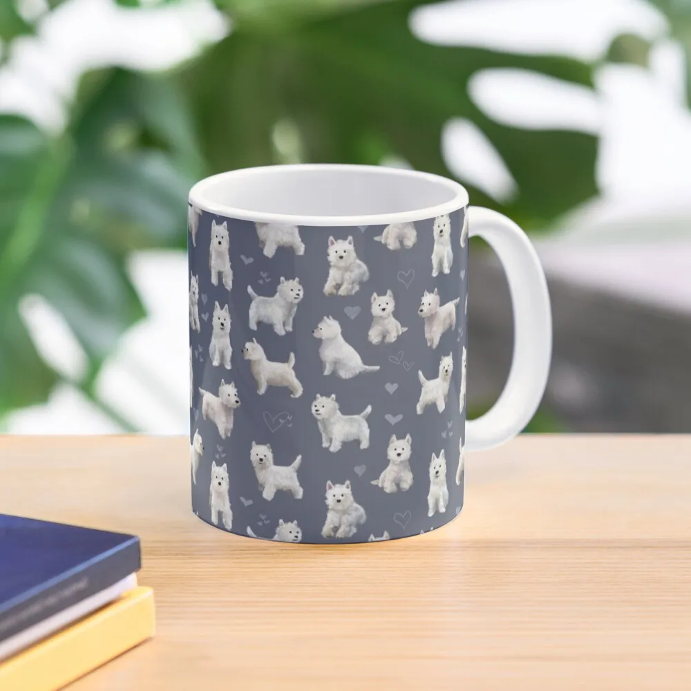 The West Highland Terrier Blu Classic  Mug Simple Design Handle Round Picture Gifts Tea Image Photo Coffee Drinkware Cup