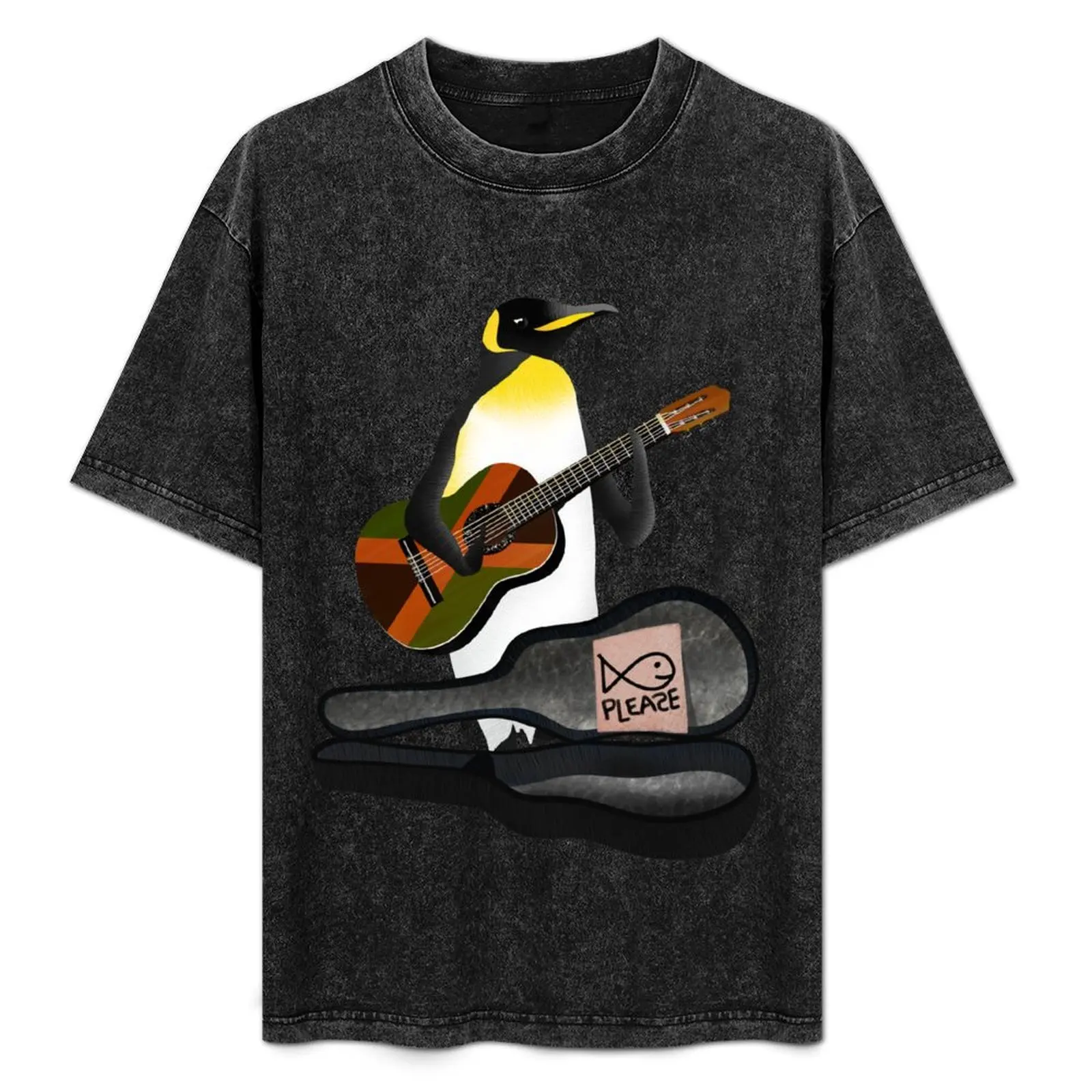 

Penguin Busking T-Shirt Large Size Short Sleeve T-Shirt