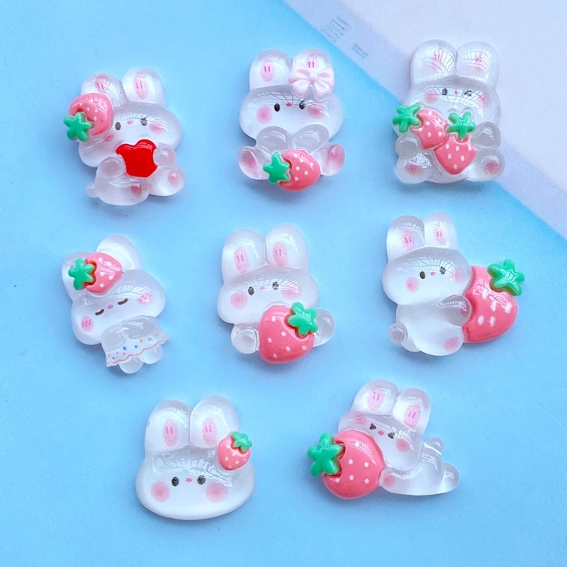 10Pcs ใหม่ Kawaii น่ารัก Mini กระต่ายกลับเรซิ่น Cabochons สมุดภาพ DIY เครื่องประดับหัตถกรรมตกแต่ง Accessorie