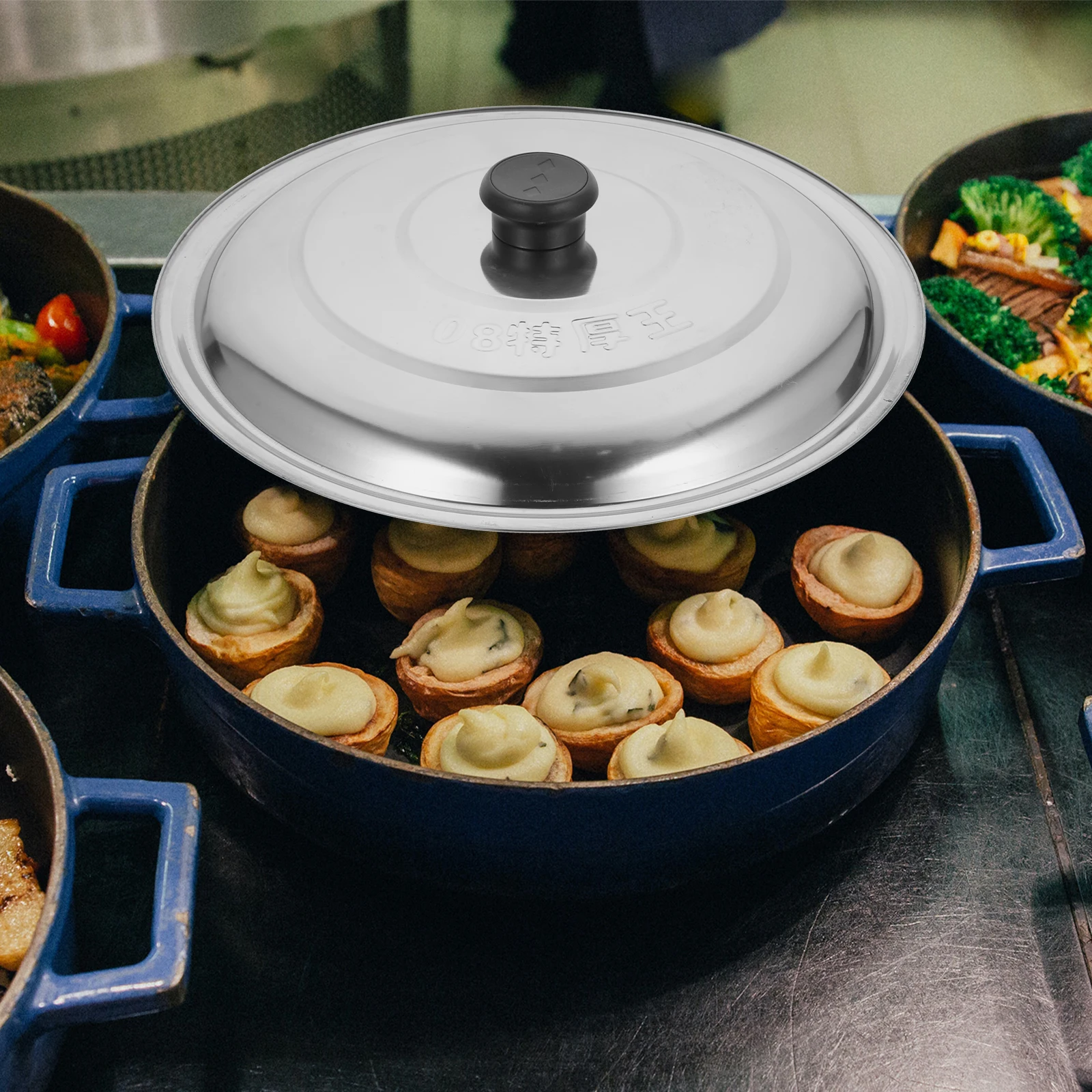 

Stainless Steel Pot Lid Heat Proof Round Cover Universal Home Accessories Tent Pan Work