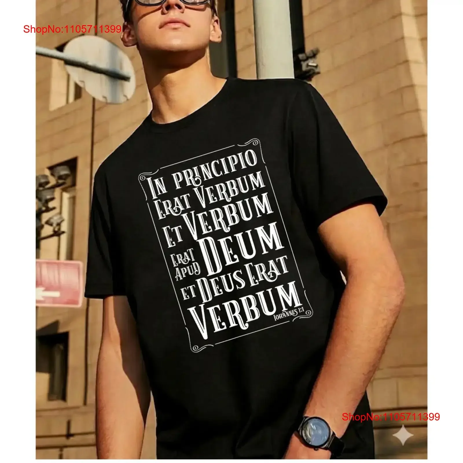 In Principio Erat Verbum Latin Quote Retro Vintage T Shirt S 5XL long or short sleeves vintage Washed Breathable Stretched