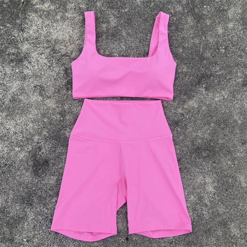 2 Piece Yoga Set Gym Sports Set Women Workout Clothes Fitness Suit Sports Bra Top High Waist Short Legging Running Tracksuit