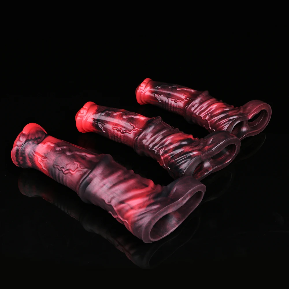 NNSX Animal Horse Penis Sleeve Silicone Cock Sleeve Hollow Dildo Enlarger Reusable Penis Girth Extender Adult Sex Toys For Men