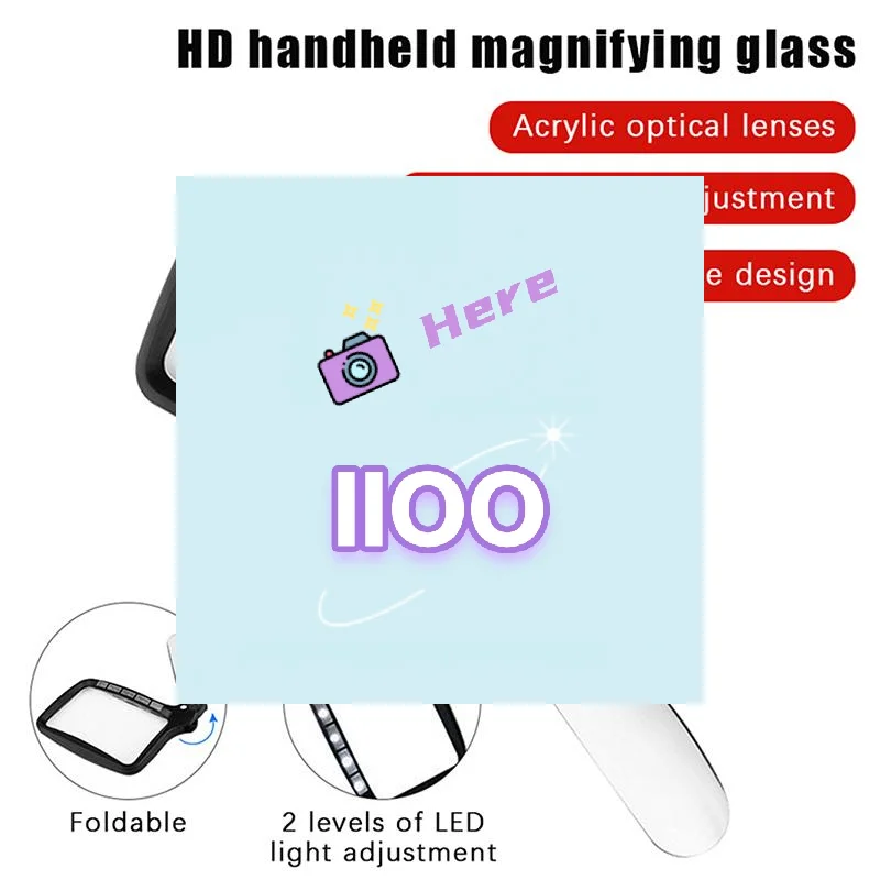 

3X Handle Reading Magnifying Glass With Dimmable LED Lights Folding Illuminated Large Magnifier For Seniors With Newspaper Books