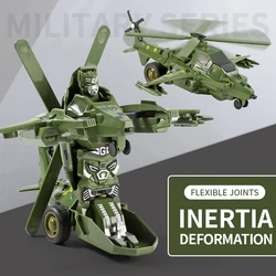 Transforming Plane Deformed Helicopter Collision Deformed Toy Children's Day Birthday Gift Puzzle Military PK Toy Robot gunship