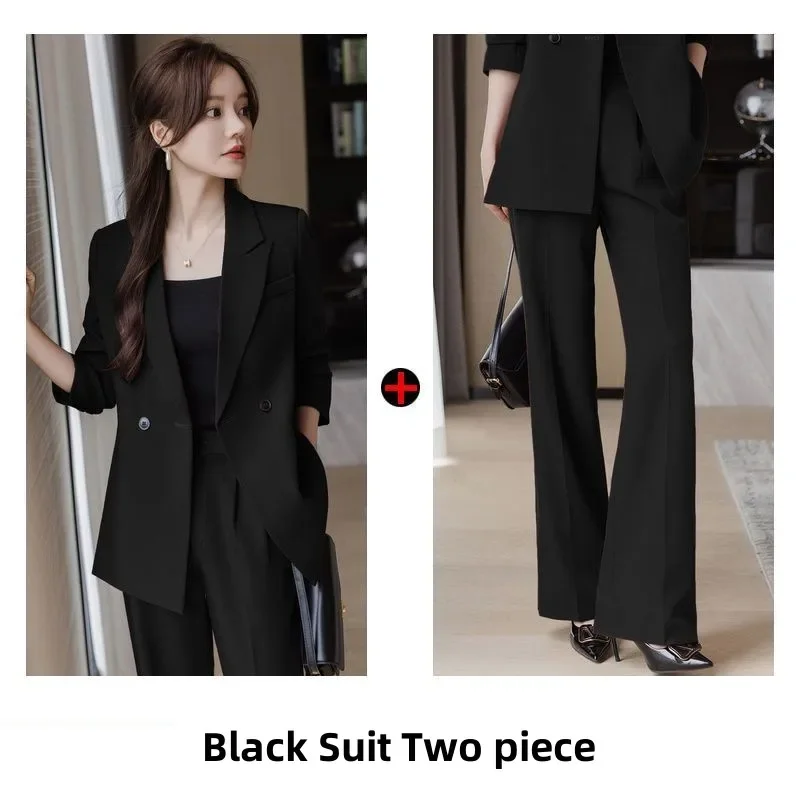 Jaket blazer kasual wanita, Blazer Set jas profesional elegan Korea dua potong musim gugur 2024