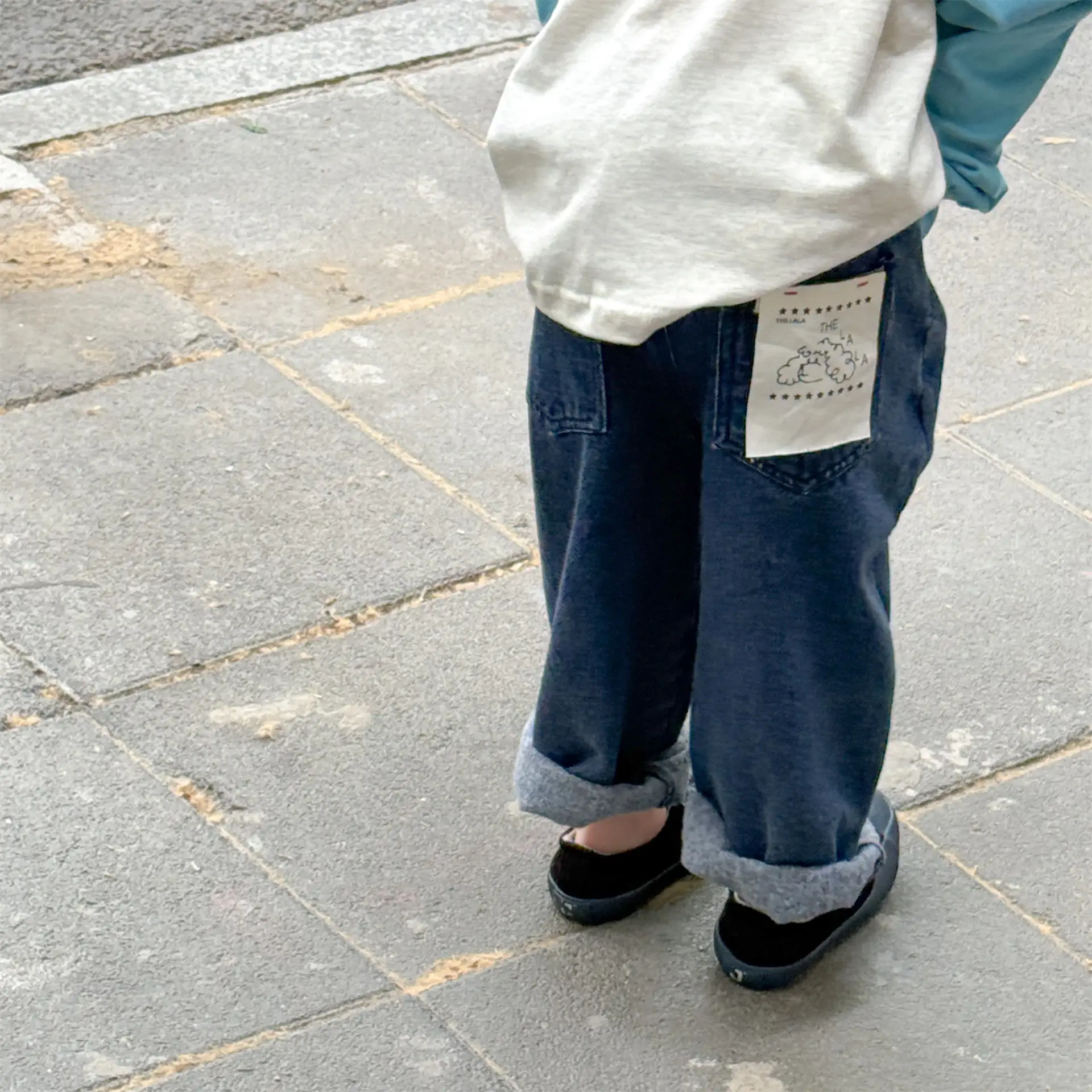 

2025 Autumn New Children Jeans Fashion Patch Girls Casual Pants Boys Denim Trousers Solid Baby Harem Pants Kids Clothes