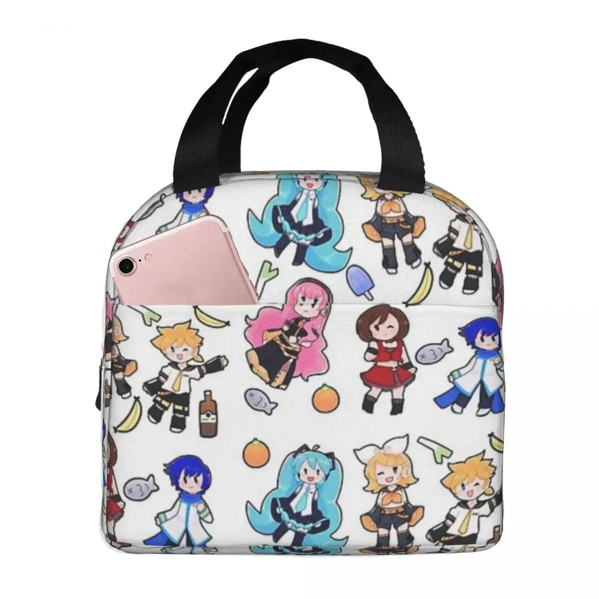 

Vocaloid Chibi Chaos! Insulated Lunch Bags Portable Picnic Bags Thermal Cooler Lunch Box Lunch Tote for Woman Work Kids School