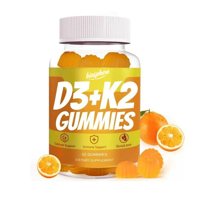 Vitamin D3+K2 gummies containing calcium and magnesium, MK-7 | support bone and immune health, non GMO, gluten free