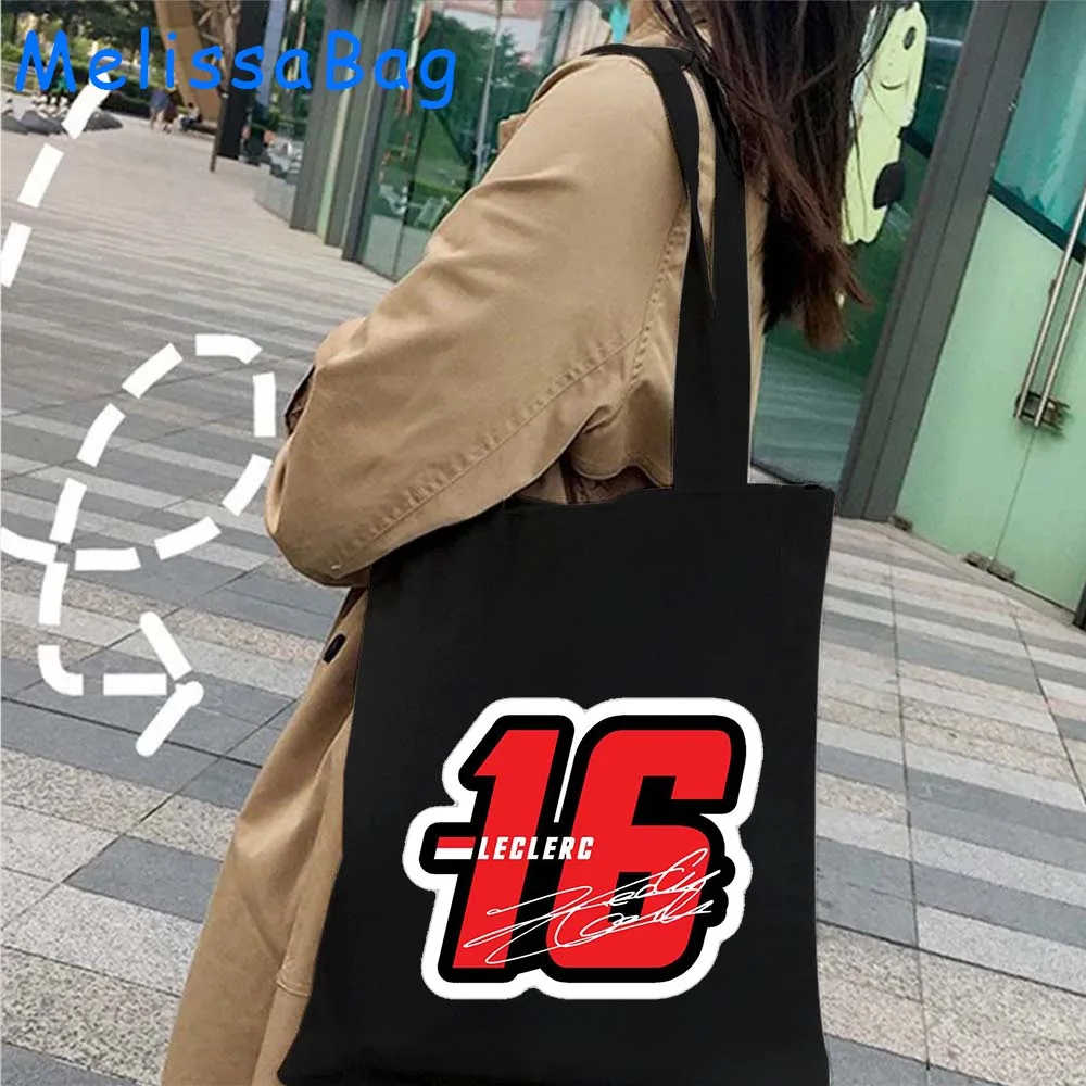 F1 Racer Signature Number Racing Canvas Shoulder Tote Bag Formula1 Lando Norris 4 Fernando 14 Carlos Sainz 55 Cotton Eco Handbag