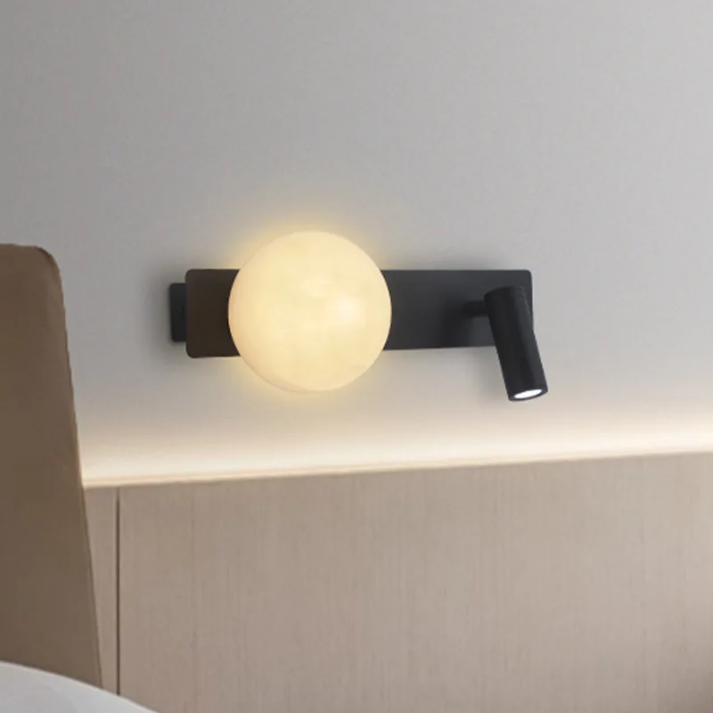 New creative all-copper wall lamp, bedroom bedside reading wall lamp, marble wall lamp with switch