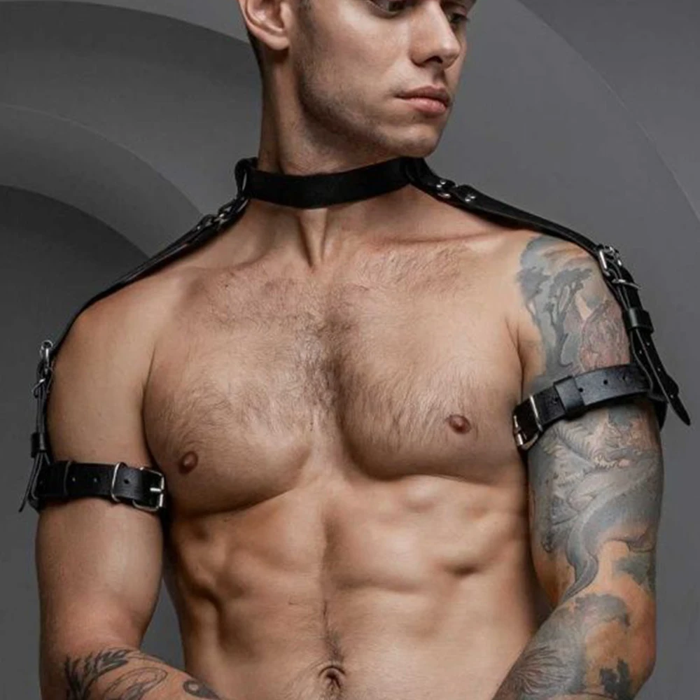 Sexy Men\'s Body Harness Leather Gay Chest Harness Bondage Black Cage Lingerie Punk Belt Club Rave Erotic Costume Accessories