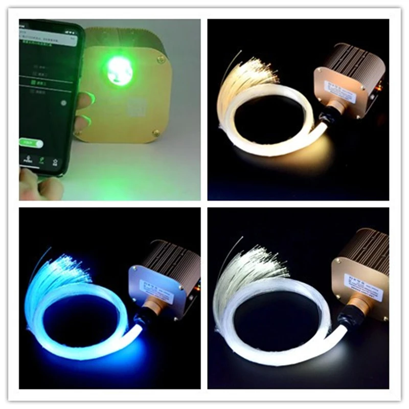Twinkle Fiber Optic Star ceiling kit Bluetooth APP Optical fiber lamp Control Starry Car LED Light Kid Room Ceiling RGBW COLOR