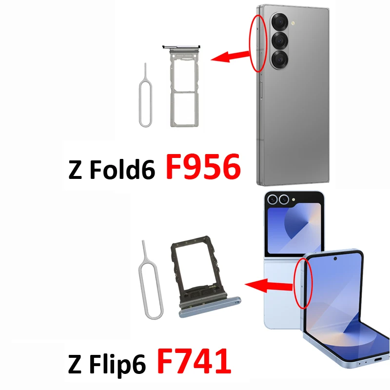 For Samsung Galaxy Z Fold6 F956 F956B Phone New SIM Chip Card Tray Holder Slot Adapter Pocket For Z Flip6 F741 F741B With Tool