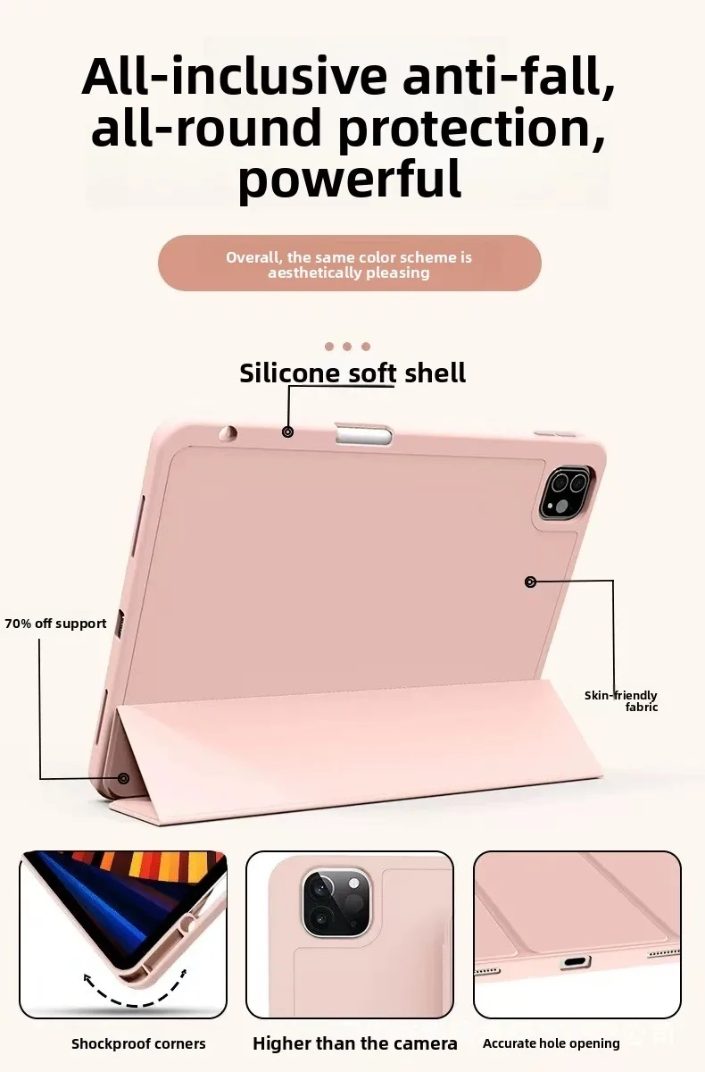 TPU Silikon Tri-Fold Hülle mit Stifthalter für iPad Pro 11 Air 11 Mini 6/7 10.2 – Detail 3