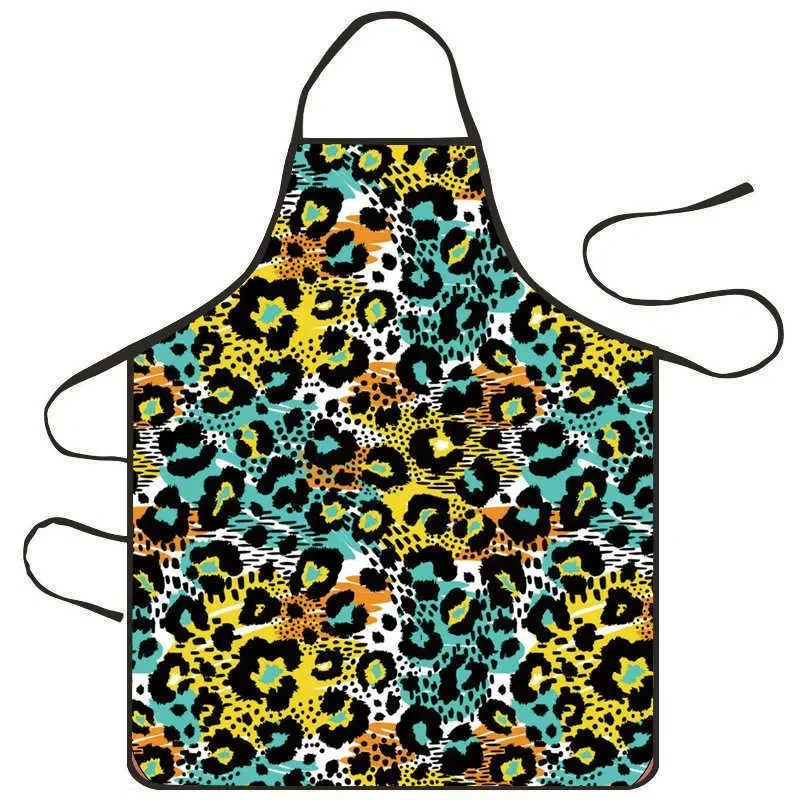 Sexy Leopard Cow Print Apron for Women Men, 50x70cm Washable Non-Woven Waiter Apron, Funny Animal Kitchen Apron for Cafe