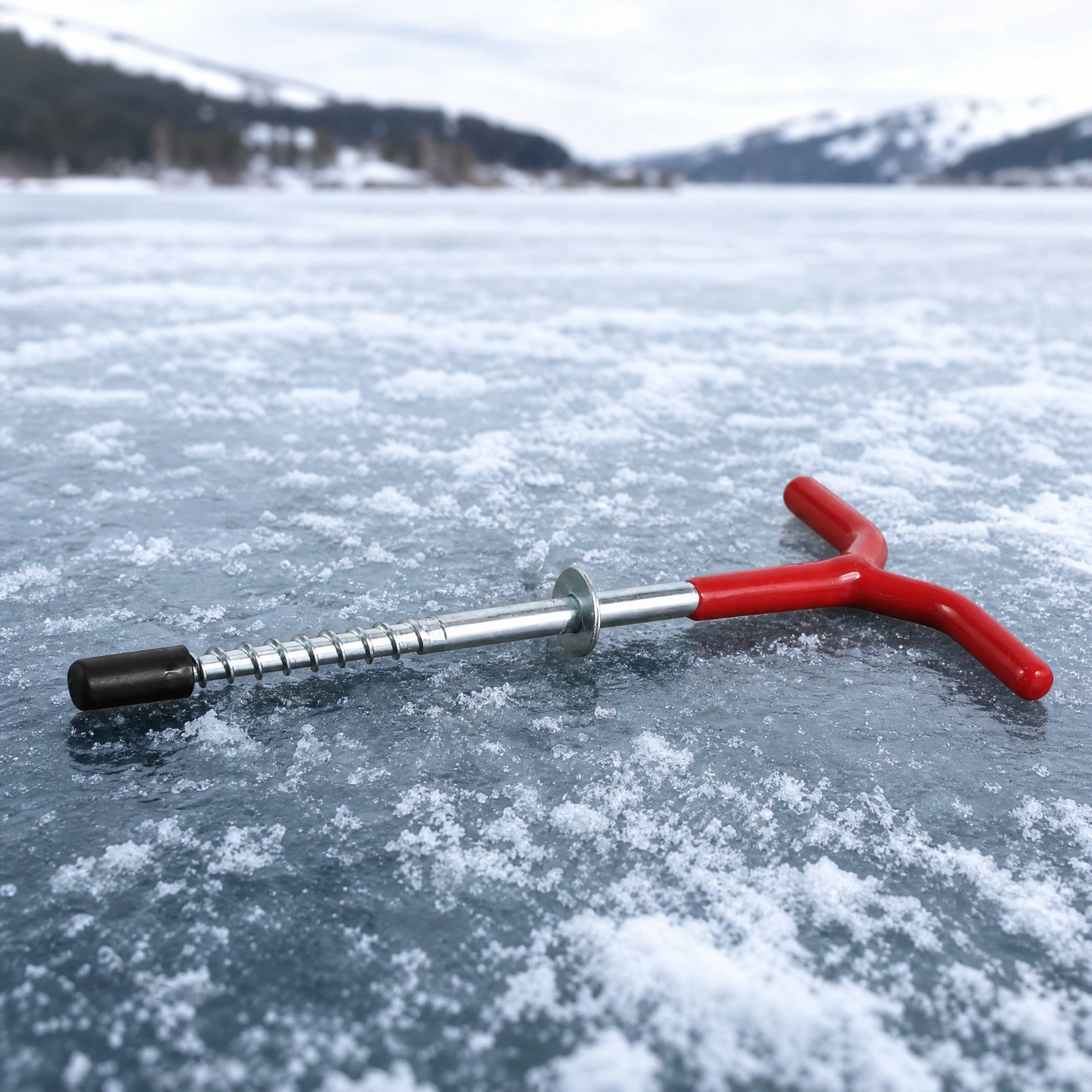 Iron Ice Anchor Nail Threaded Spiral Ice Anchor with Three-Pronged Handle Anchors Lightweight Long-Lasting