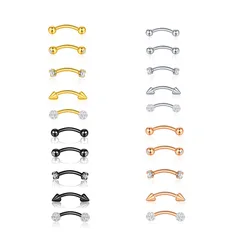 5Pcs Stainless Steel Rook Daith Earrings, Belly Lip Ring Eyebrow Studs Cartilage Tragus Cubic Zirconia Barbell Body Piercing
