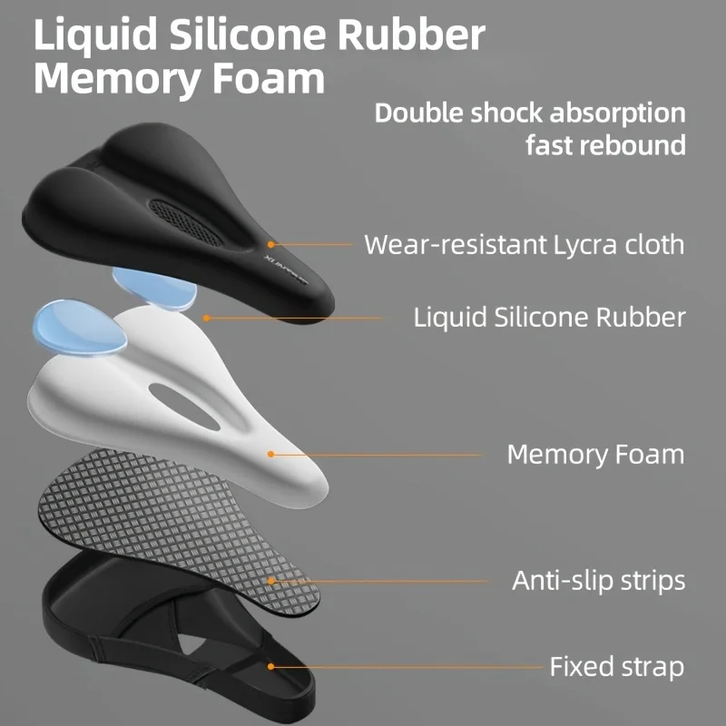 XUNTING Comfort Bike Seat Cover with Dual Shock Absorption, Memory Foam, Anti-Slip, Wear-Resistant Bicycle Saddle Cover image 6