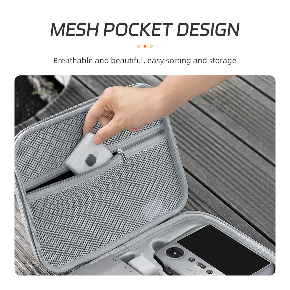 XFJI Tragetasche Kompatibel mit DJI Mini 4 Pro PU-Leder Reisetasche Geeignet für Mini 4 Pro RC2/RC-N2 Drohnen-Zubehör – Detail 5