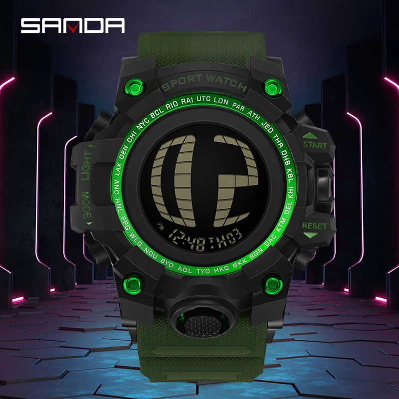 Fashion SANDA New 2200 Student Electronic Watch Sports Multifunctional Timing Waterproof LED Student Electronic Digital Watch