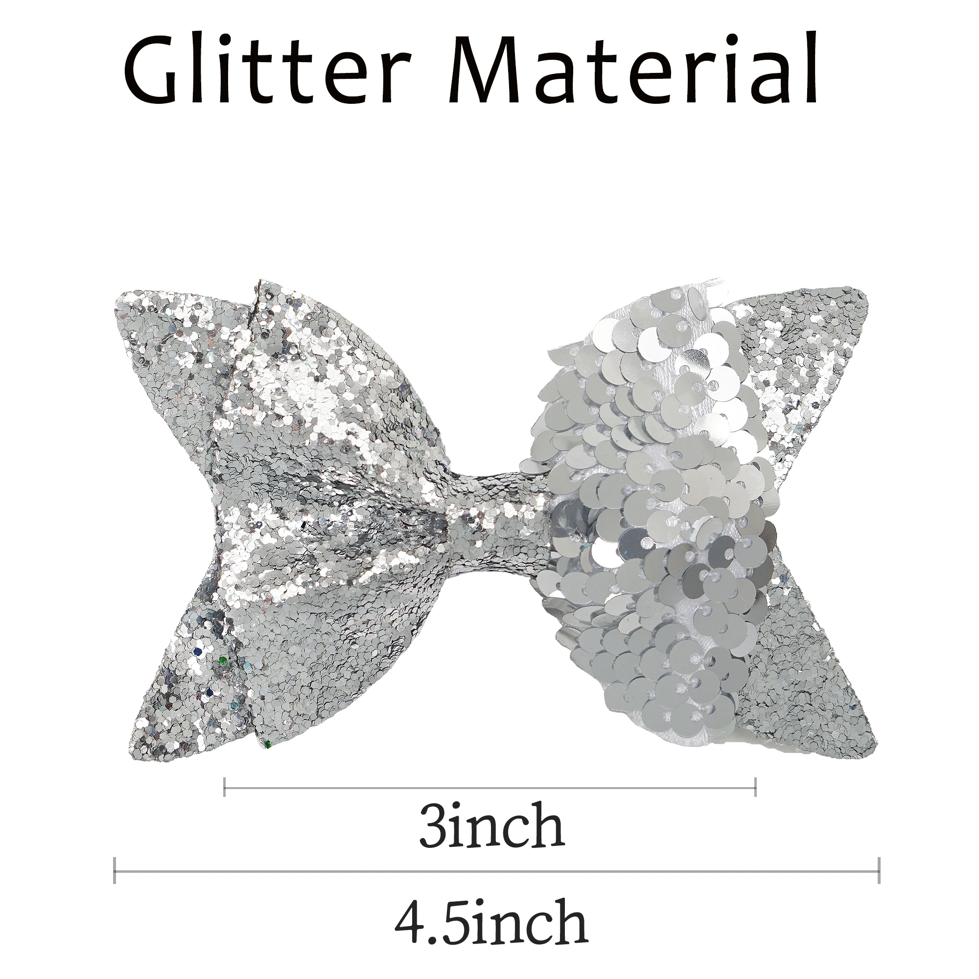 20Pcs Glitter Hair Bows Clips 4Inch Bunt Sequins Hairclips Alligator Clips Boutique Hair Accessories For Girls Teens Kids